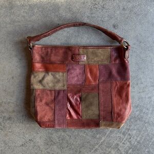 LUCKY BRAND Patchwork Suede and Leather Shoulder Bag
